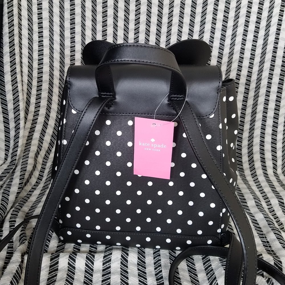 MAKE A REASONABLE OFFER Kate Spade Dot Minnie Mouse Black backpack New With Tag - Picture 3 of 7